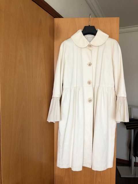 Casaco 3/4 linho e algodão cor crú