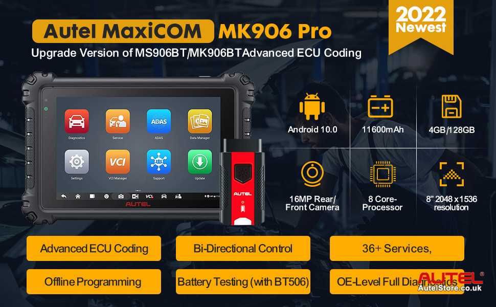 Máq. Diagnostico Auto Autel MaxiCOM MK906 PRO Nova