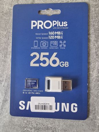 Karta pamięci Samsung PRO Plus microSDXC 256GB U3 A2 V30 + czytnik