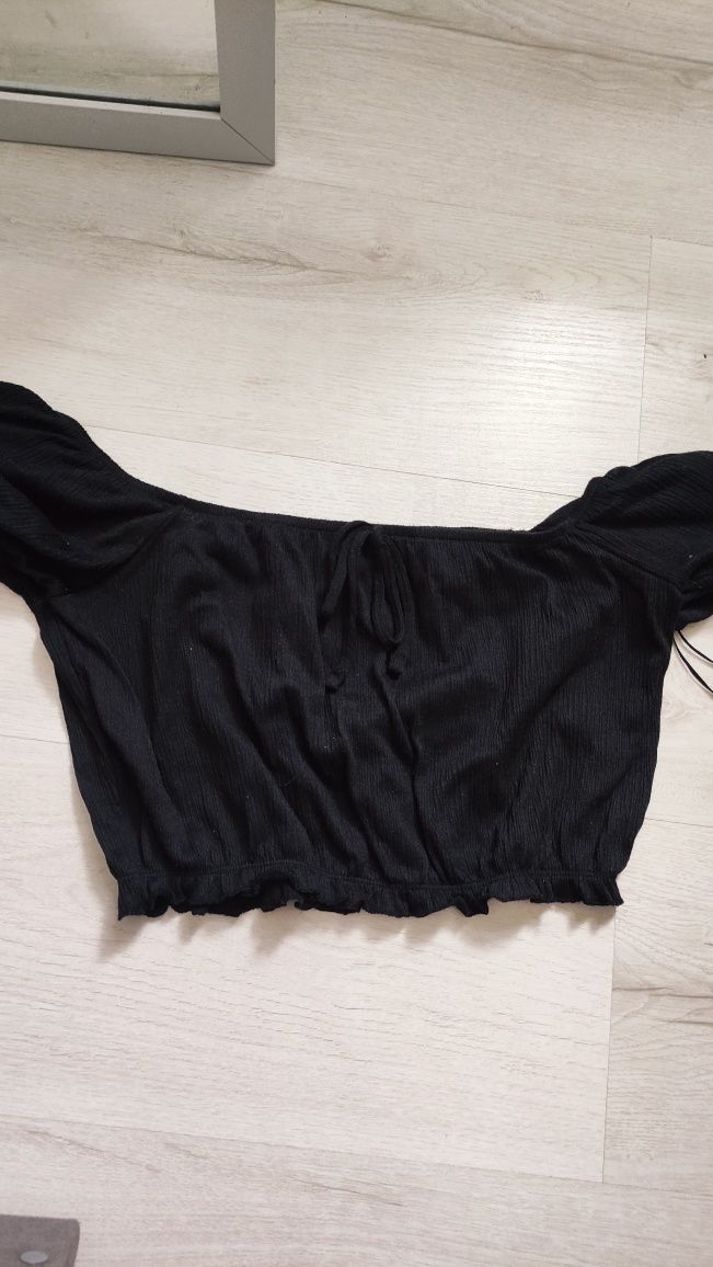 Crop top czarny Primark XS/S krótki rękaw