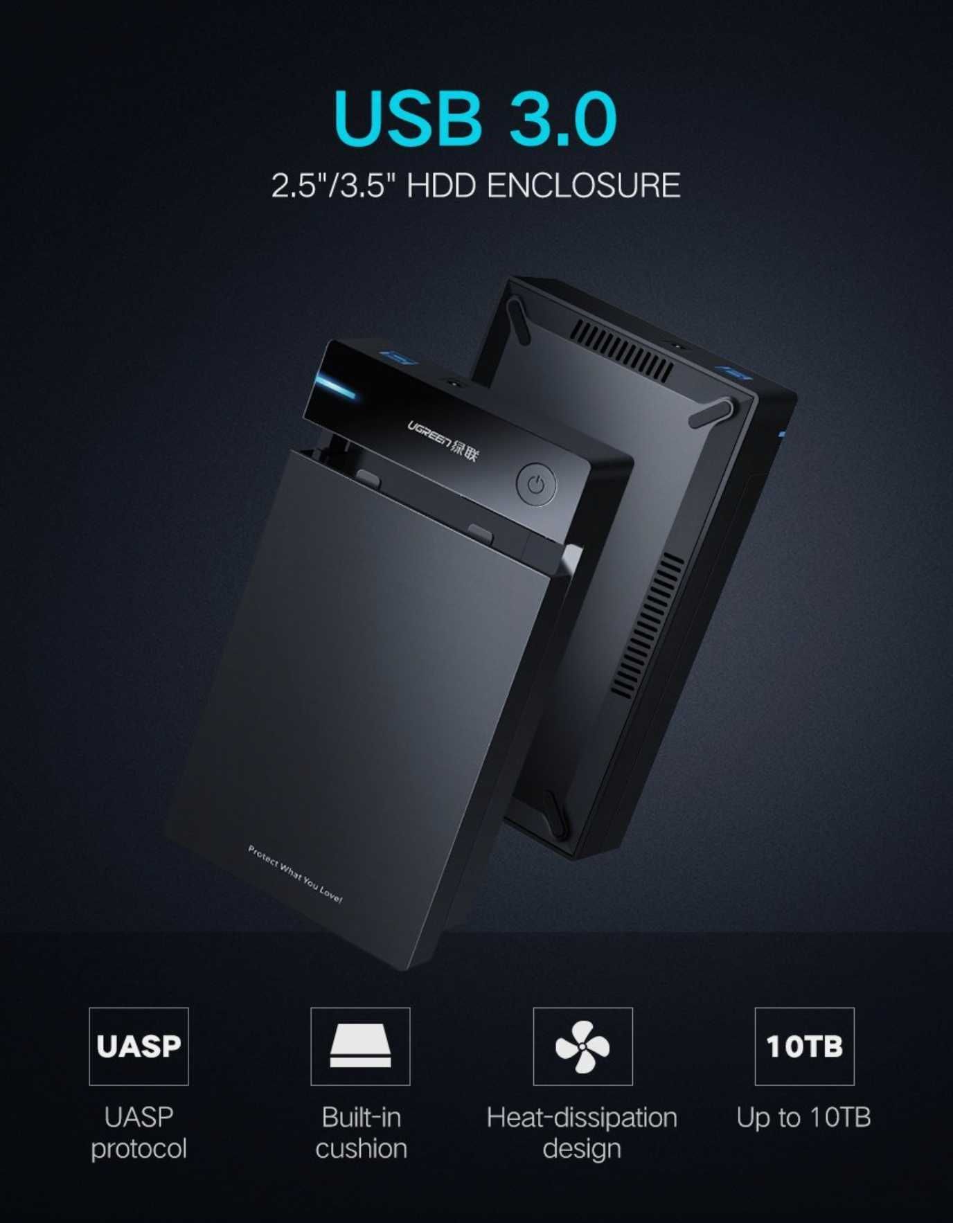 UGREEN US222 зовнішня кишеня карман для HDD 3.5\2.5 Xiaomi ZMI Baseus