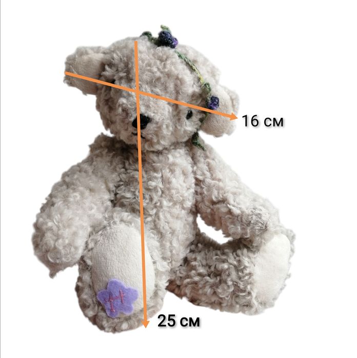Ведмедик шарнірний колекційний, букле, сірий, handmade, teddy bear