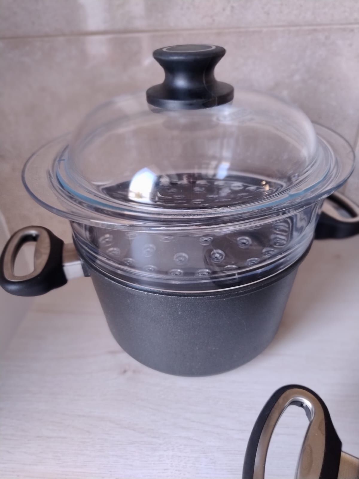 Komplet garnków żeliwne pyrex made germany handguss gotowanie na parze
