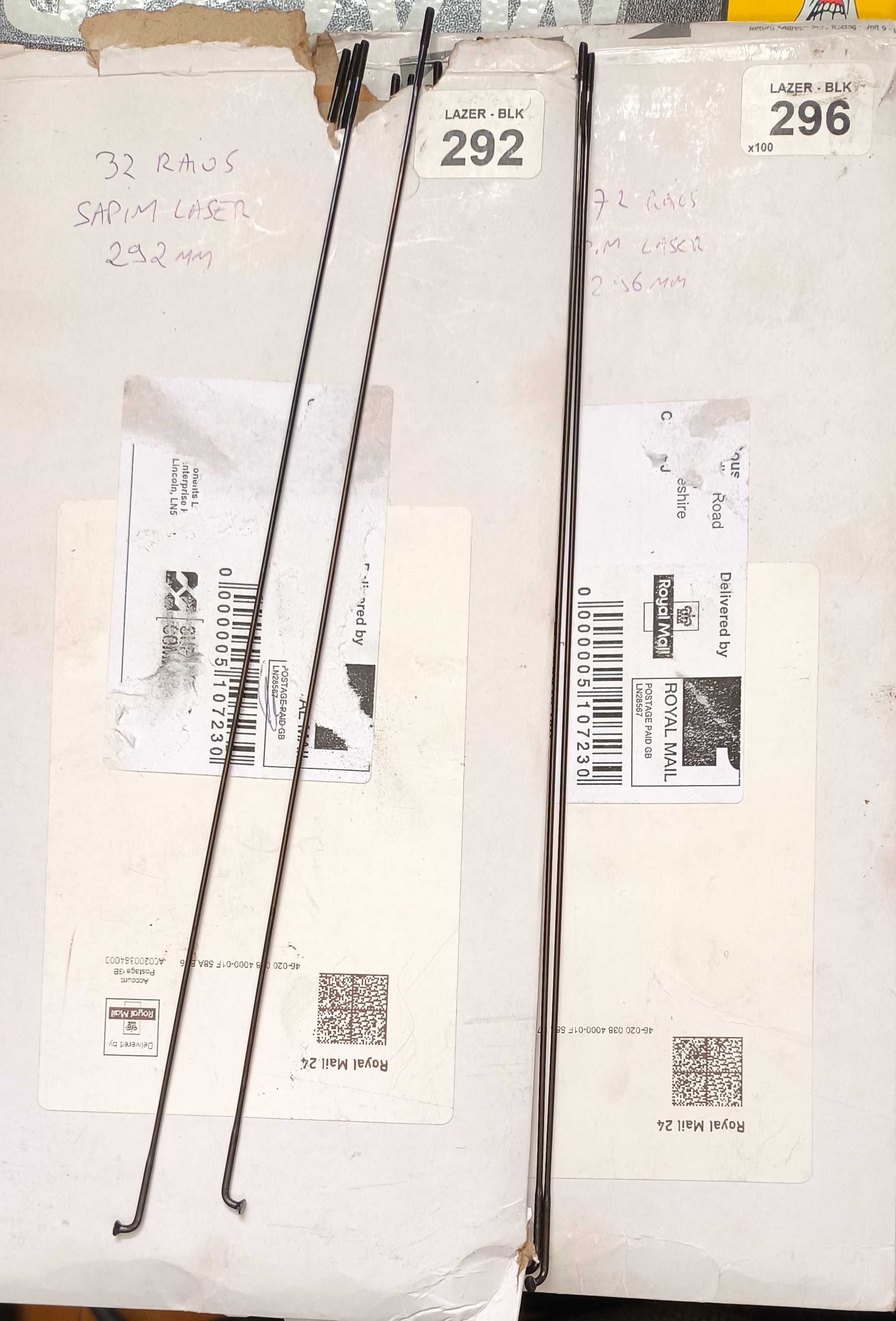 Raios Sapim Laser 2,0/1,5/2,0 preto 292 e 296mm