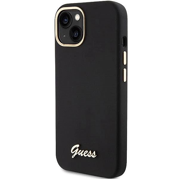 Etui Guess Silicone Script Metal Logo & Frame na iPhone 15 - czarne