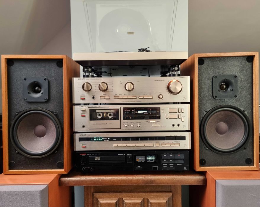Wieża Luxman + gramofon Pioneer + monitory