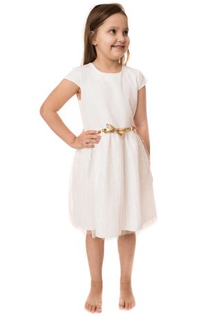 Elegancka sukienka dla dziewczynki tiul złote dodatki 134-158