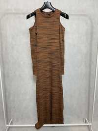 Długa damska sukienka Zara z odkrytymi ramionami rozmiar S/36