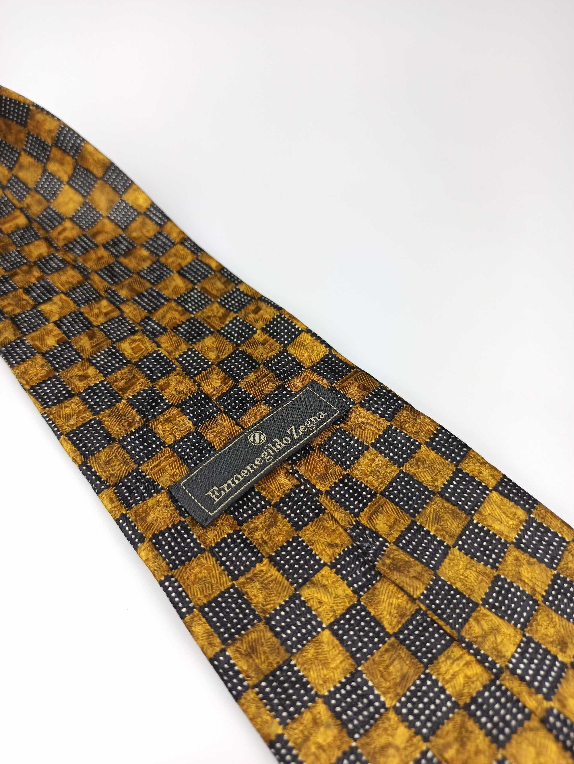 Ermenegildo Zegna granatowy brązowy złoty jedwabny krawat wks289