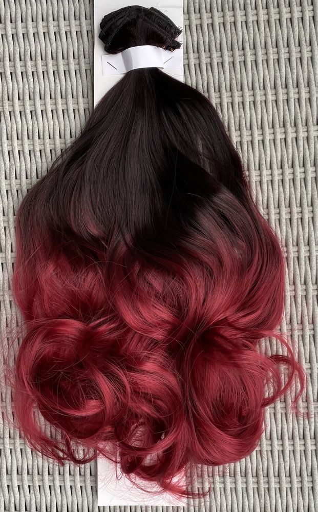 Premium Ultra włosy doczepiane, czarny / mahoń / ombre clip in ( 397 )