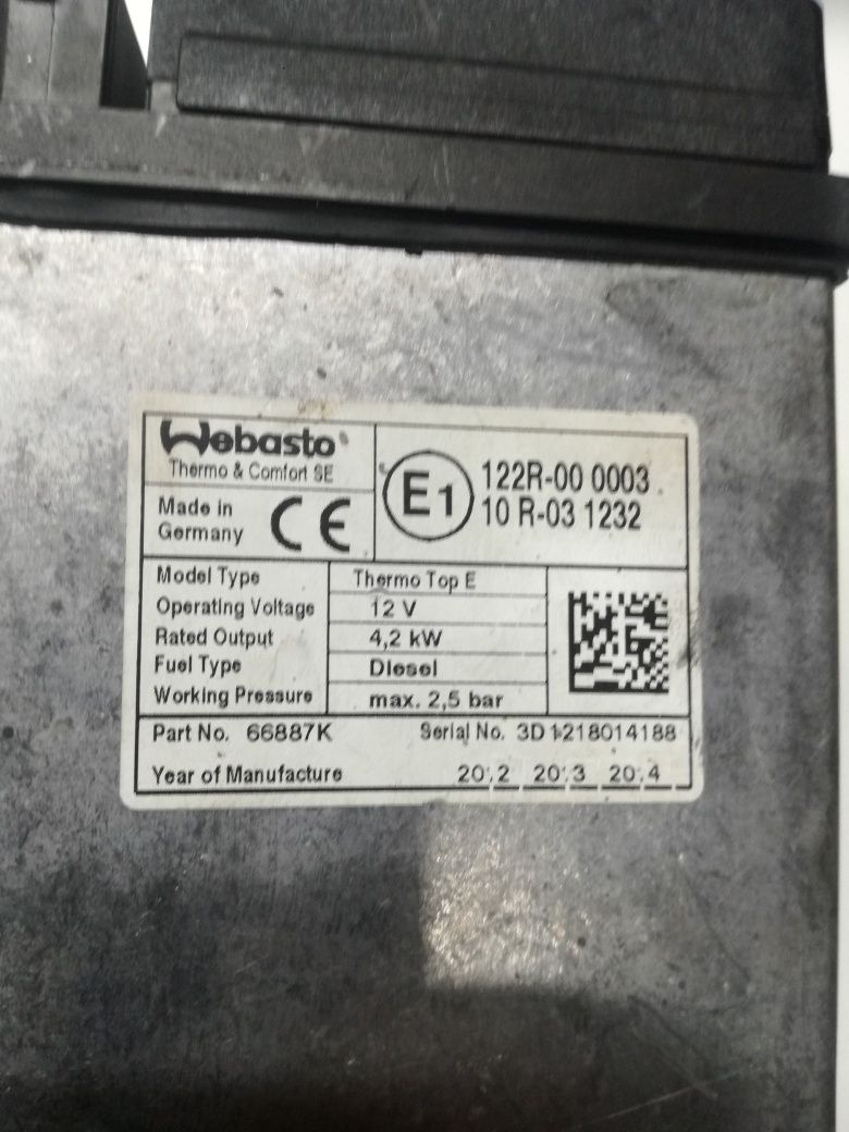 Ogrzewanie Webasto Thermo Top E Diesel 12 V
