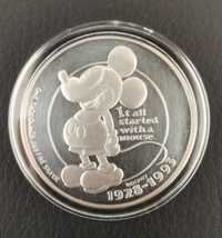 Moeda comemorativa dos 65 anos do Mickey Mouse em prata
