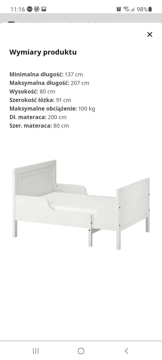 Łóżko dla dziecka Ikea Sandvik.