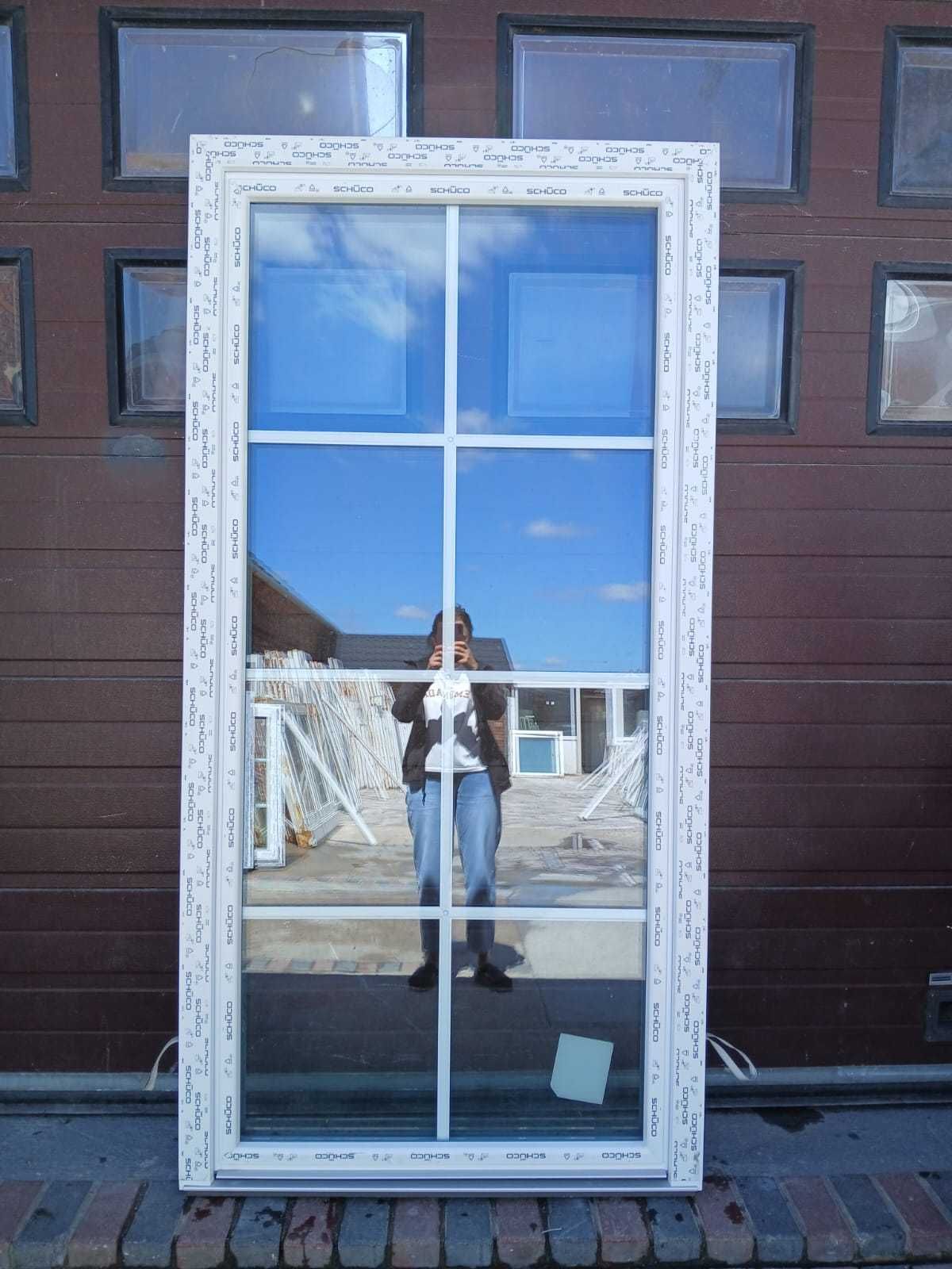 Okno balkonowe Nowe SCHÜCO trzyszybowe niski próg 110x220 DOWÓZ KRAJ