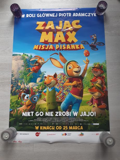 Plakat kinowy z filmu bajki Zając Max misja pisanka bajka