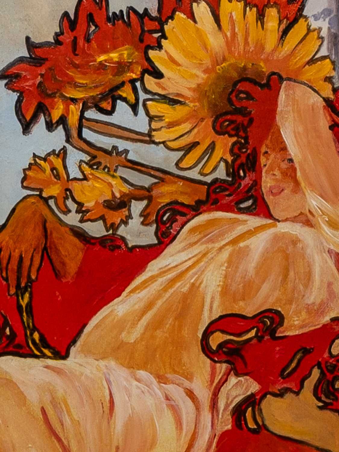 Obraz olejny na 100-letnim drewnie dębowym  34 x 70 cm