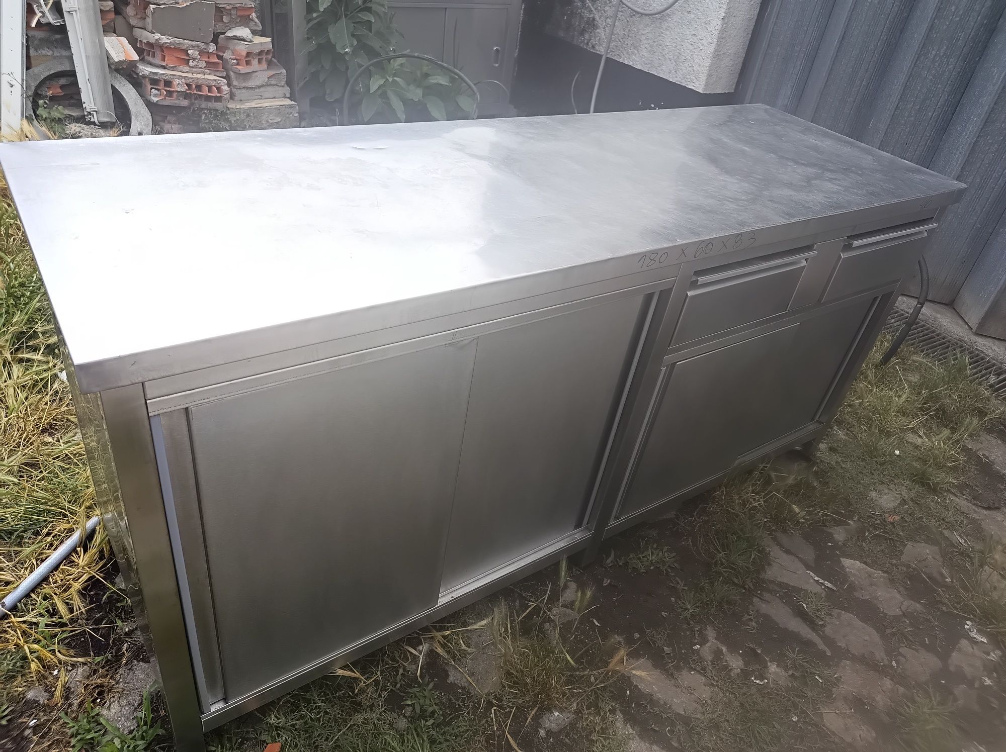 Bancada inox com portas e gavetas