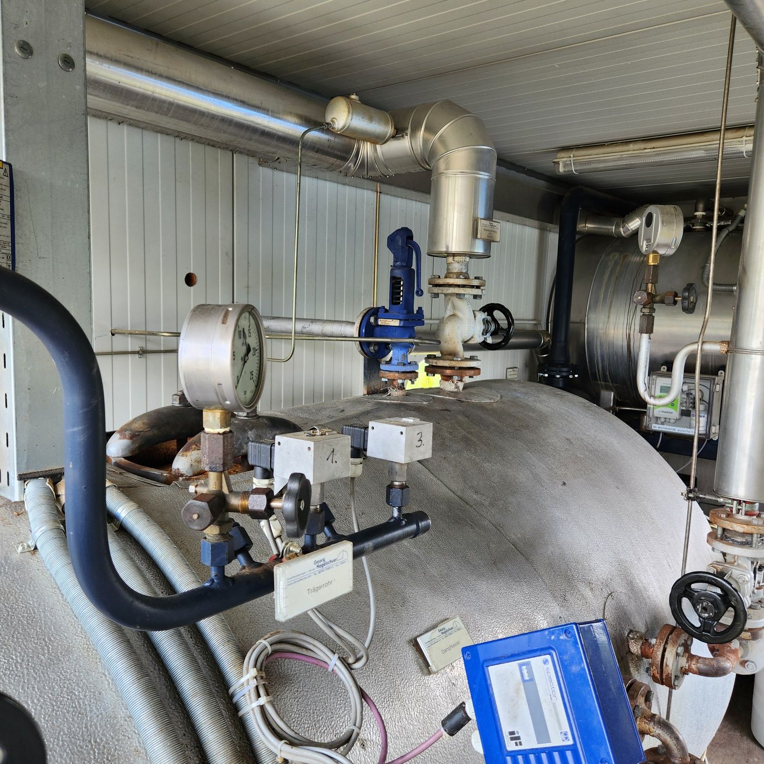 Kocioł parowy Loos 1,25t/h 13Bar kotłownia kontenerowa palnik Weishaup