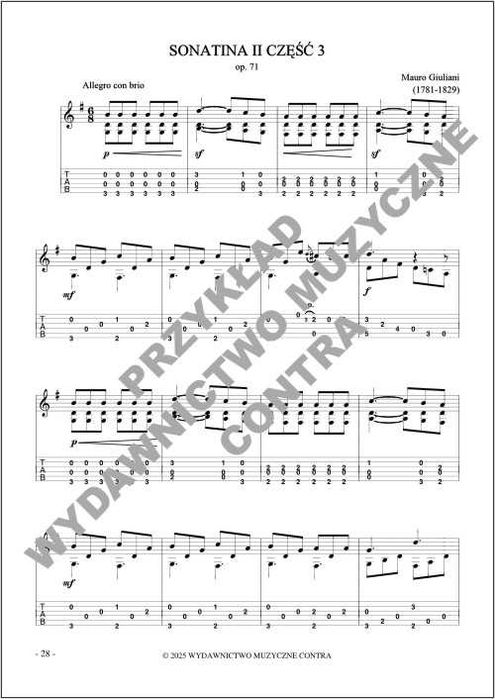 Łatwy Giuliani na gitarę fingerpicking (nuty + tabulatury)