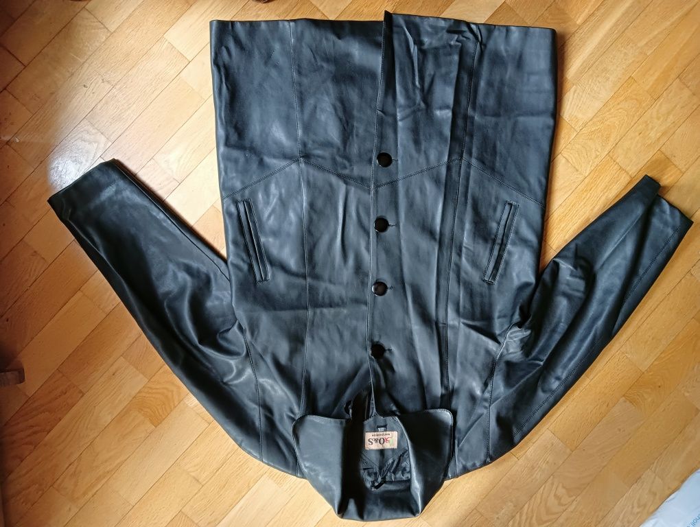 Duża damska skórzana kurtka płaszcz marynarka XL/XXL skóra ekologiczna