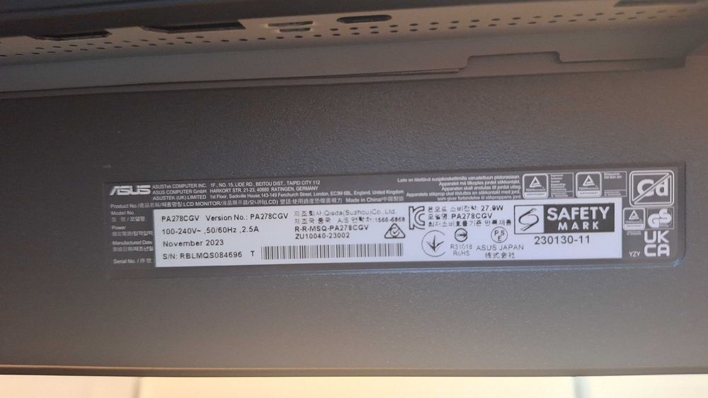 Monitor ASUS ProArt PA278CGV 27" 2560x1440px IPS 144Hz