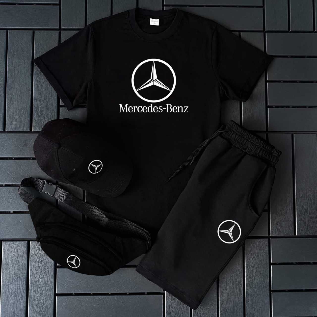 Костюм на літо 4в1 Mercedes-Benz | Футболка + шорти + кепка + бананка