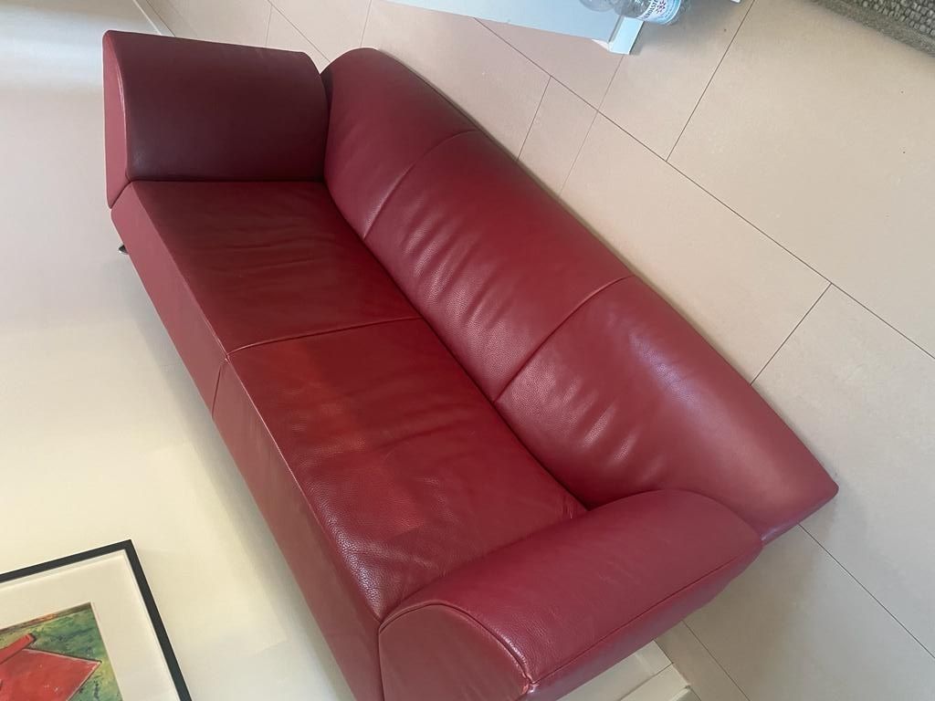 Kanapa czerwona skóra naturalna sofa