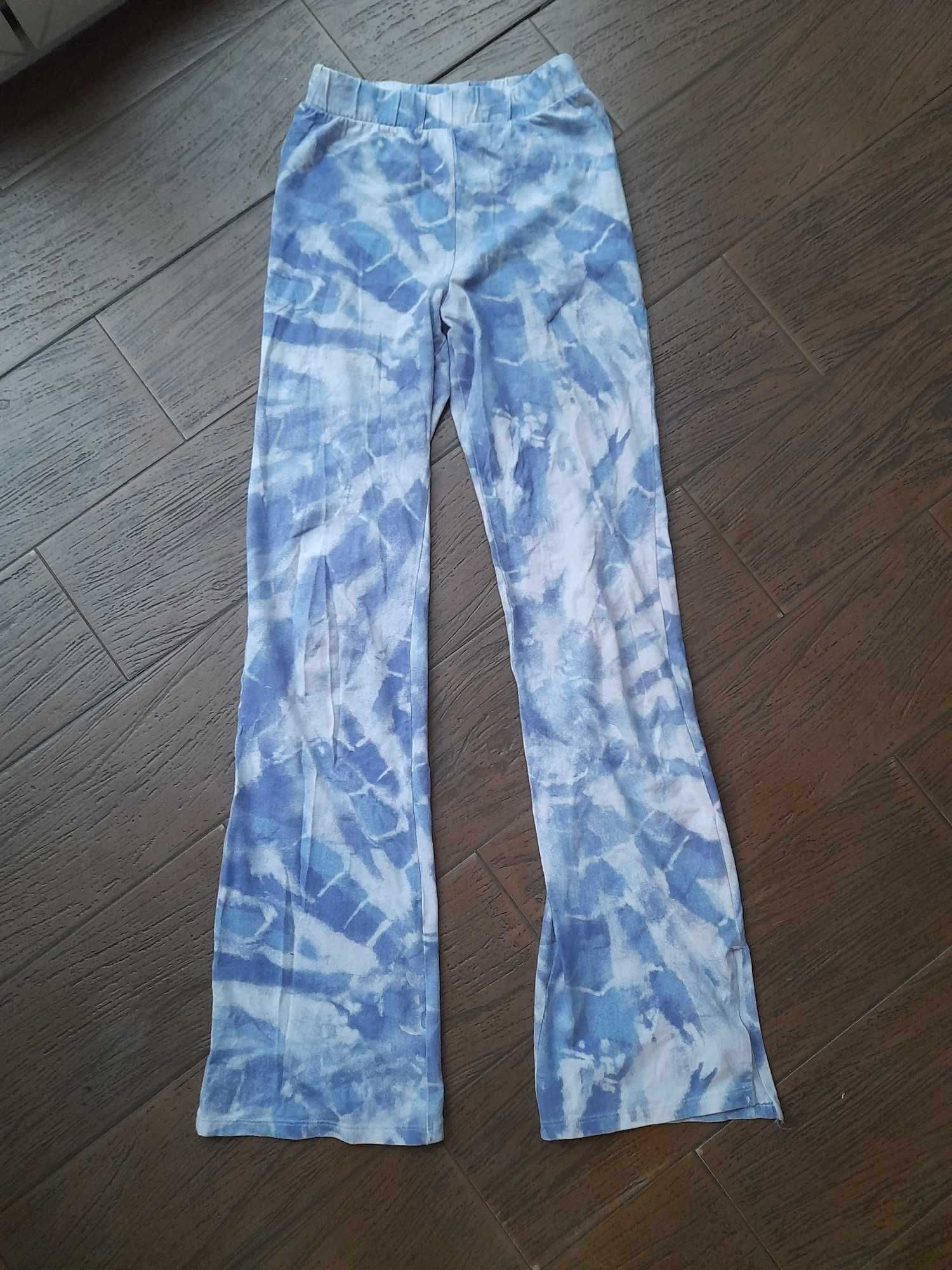 rozszerzane legginsy H&H r.170 fioletowo białe