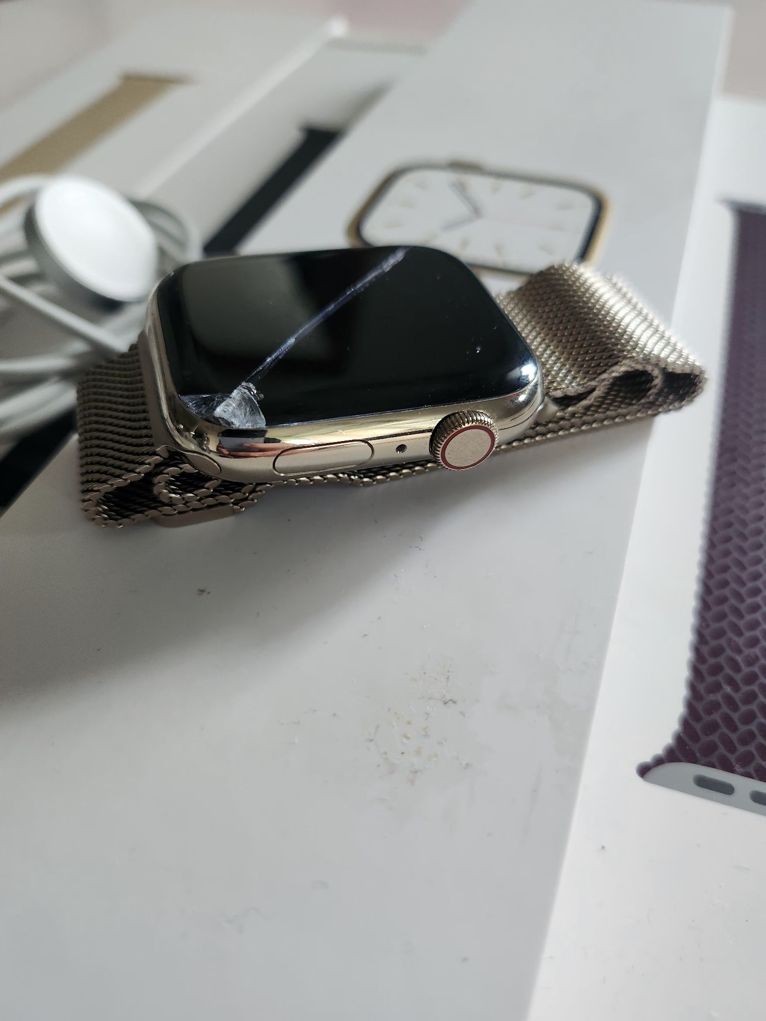 Apple watch iWatch 7 45mm e-sim Gold + paski / zamiana