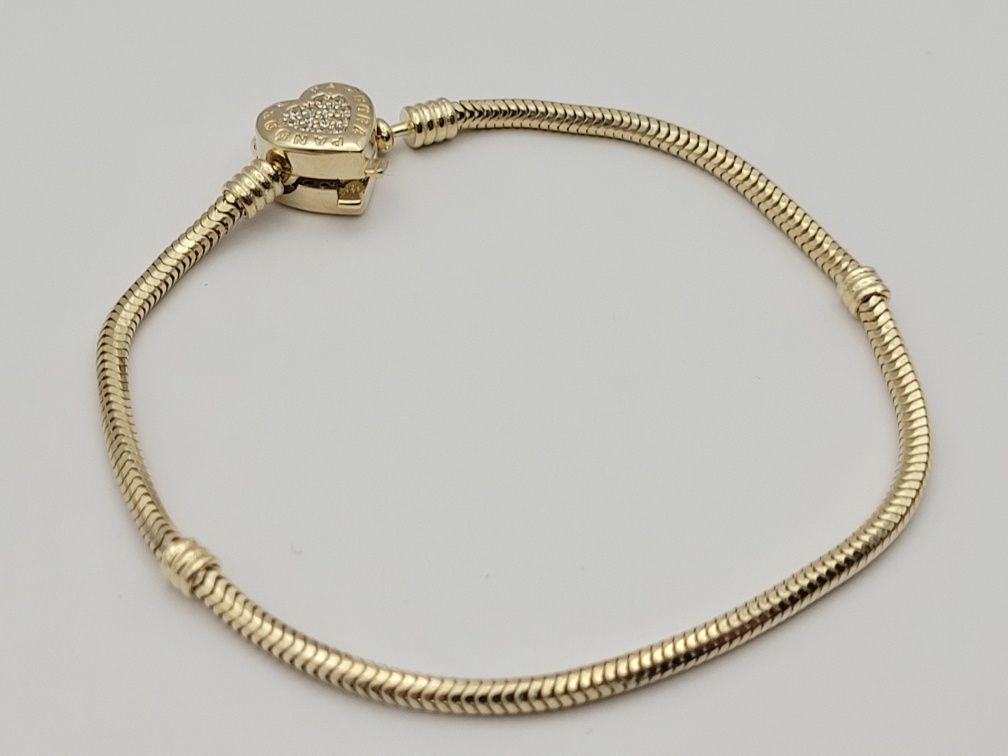 Nowa Złota bransoletka złoto próby 585, charms charmsy serce