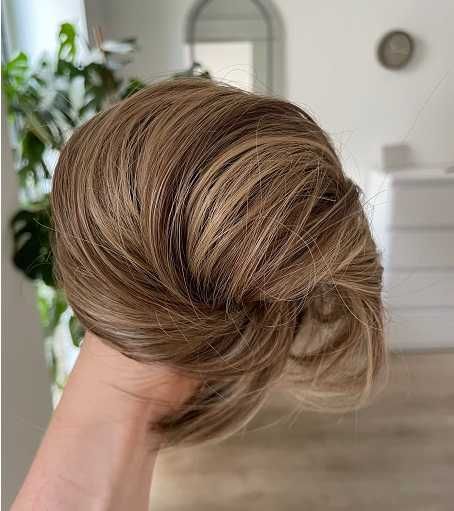 DOCZEPIANY KOK NA GUMCE doczepiane włosy 8/22 Balejaż Jasny brąz/blond