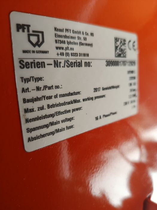 Agregat tynkarski PFT Ritmo L z wibratorem 2017r