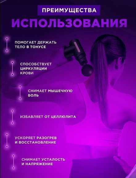 Массажер Fascial Gun, Перкуссионный Ударный для мышц. аккумуляторный