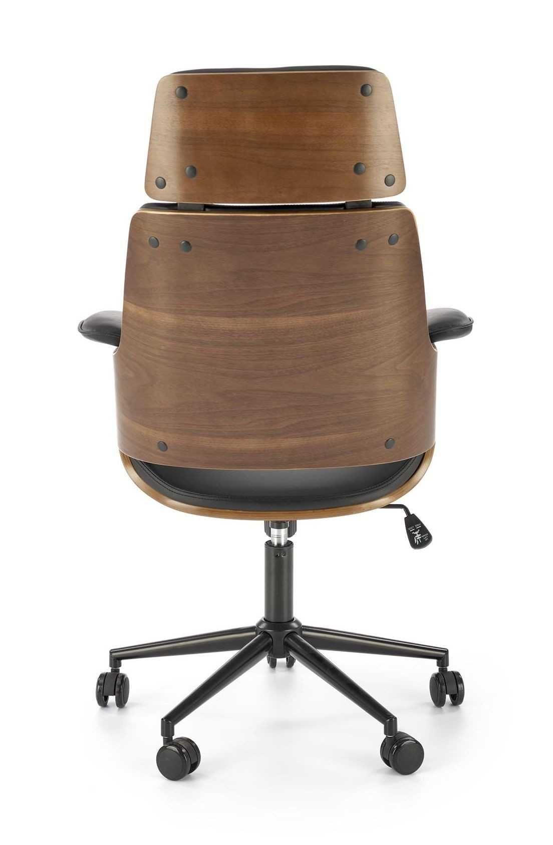 Krzesło biurowe obrotowe Weber sklejka, czarna eco skóra