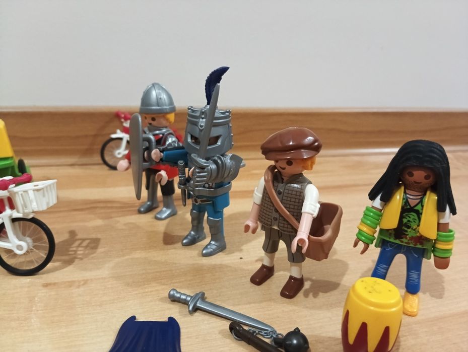 Zestaw Playmobil figurki kolekcjonerskie ludziki rower z przyczepką