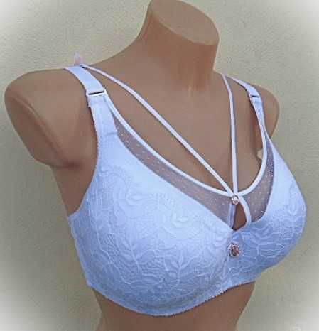 Magnolia / biustonosz 95D  biały koronkowy push-up  ramiączka straps