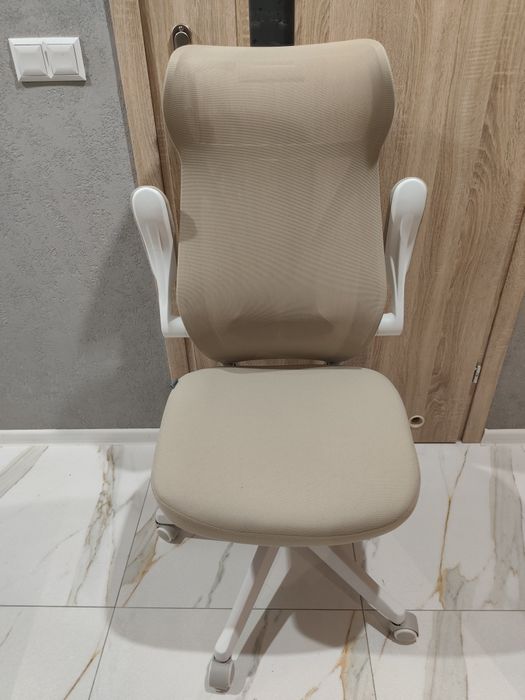 Krzesło biurowe,obrotowe,beżowy, fotel songmics
