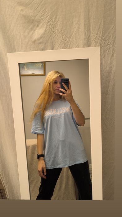Błękitna koszulka/t-shirt elastyczna oversize M/L/XL Shein Wellness