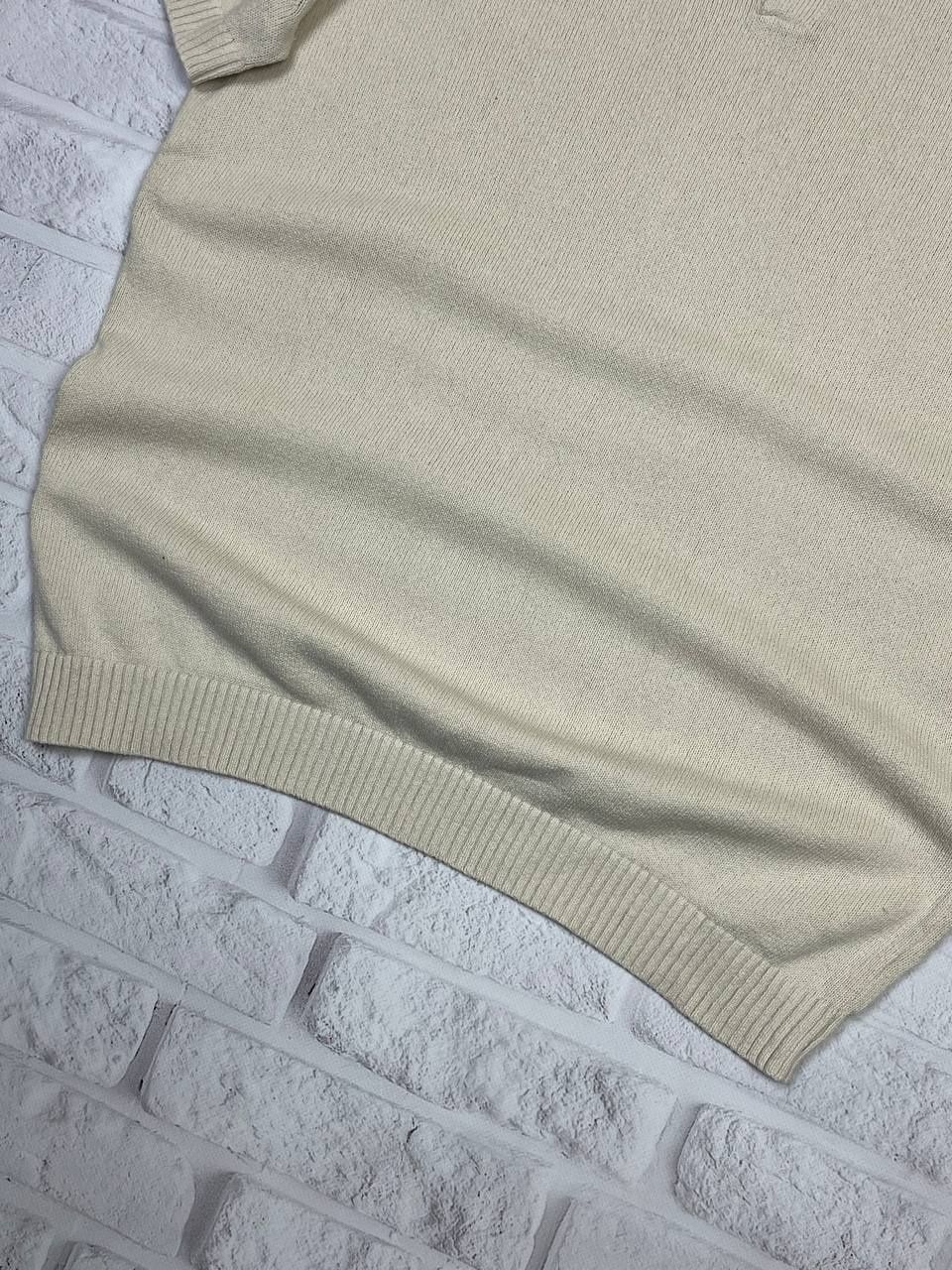 Поло в'язане Massimo Dutti плотне бежеве чоловіче теніска old money XL