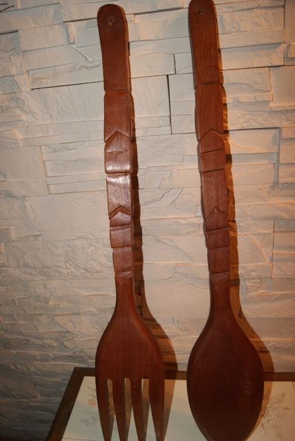 Zestaw widelec, łyżka 72 cm. drewno