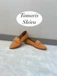 Brzoskwiniowe morelowe loafersy lordsy mokasyny skóra naturalna zamsz