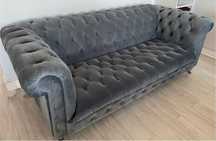 Sofa kanapa Darby Grey II, 102 x 218 x 81 cm - grafitowa, glamour