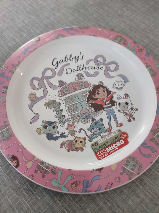 Zestaw naczyń Gabby talerz miska kubek Koci domek Gabi