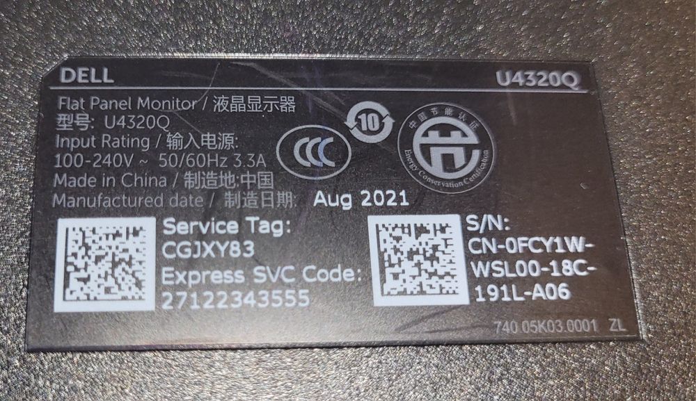 Monitor 4K 43" Dell UltraSharp U4320Q