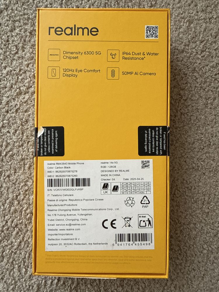 Telefon realme 14x 5G 128GB Carbon black
