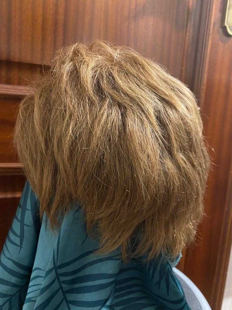 Peruca/ Prótese capilar / Cabeleira , Cabelo Natural, Castanho, Curto