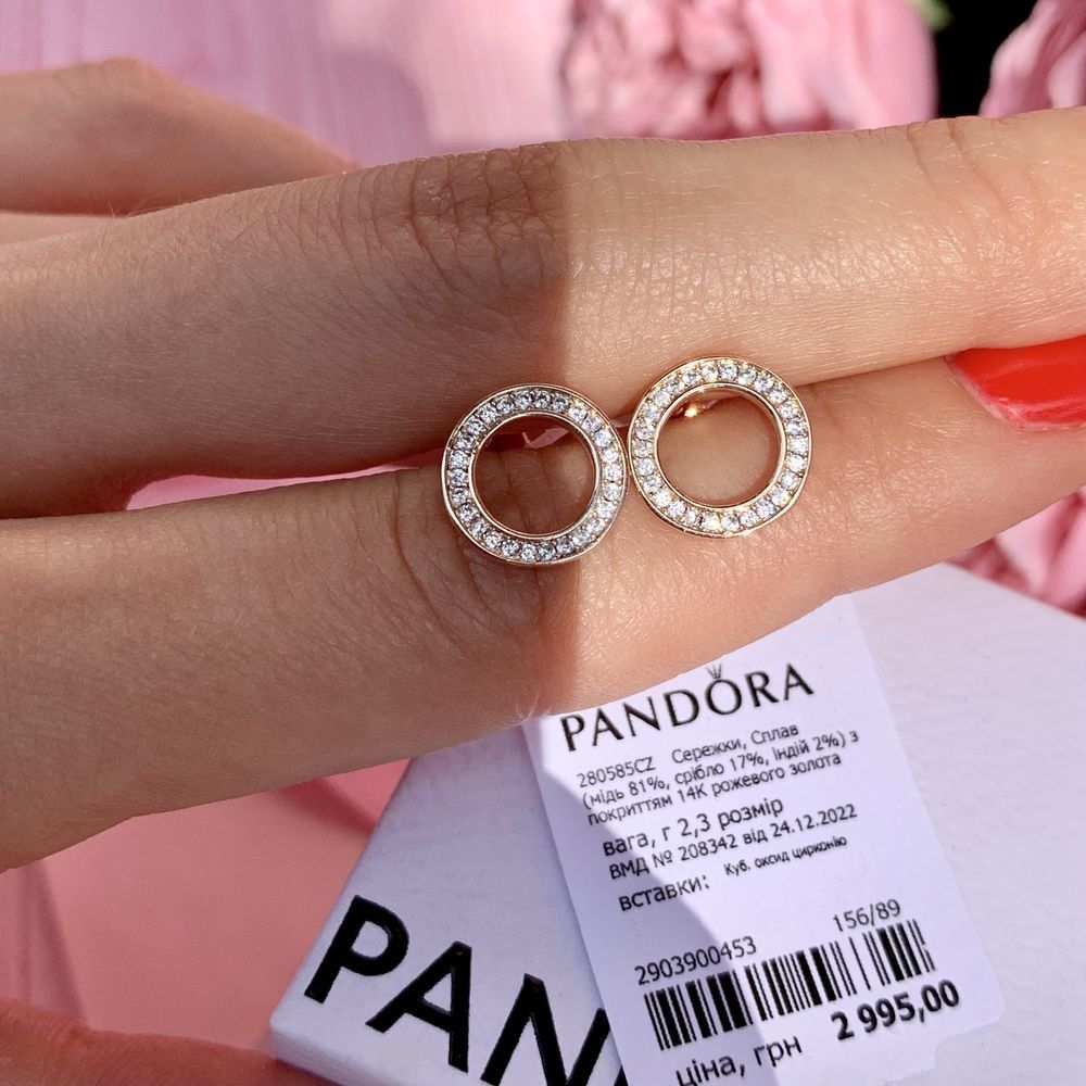 Сережки Pandora Пандора/ Серьги Pandora оригінал/ нові гвоздики