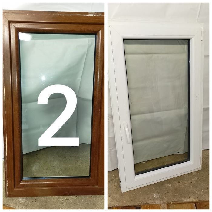 Okno 75.5x128.5 pcv orzech /biel.