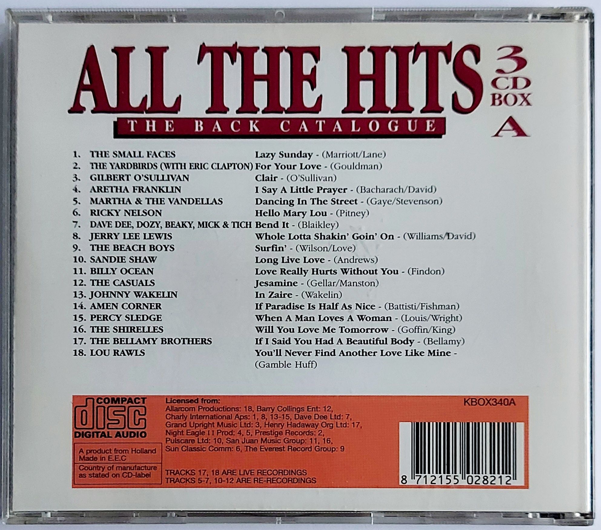 All The Hits 3 1995r Ricky Nelson Billy Ocean The Beach Boys