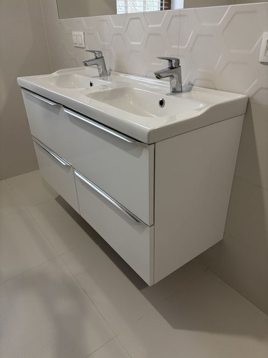 Szafka łazienkowa imandra 120 umywalka dwie baterie